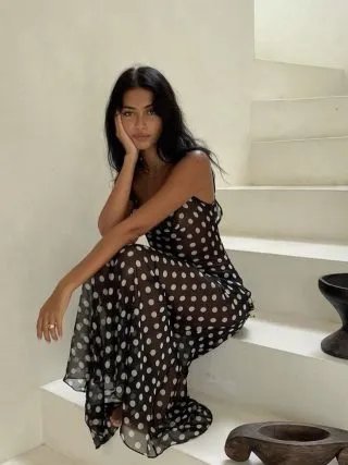 Sheer Polka Dot Maxi Dress